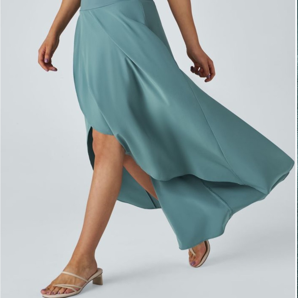 High Waisted High Low Ruffle 2-in-1 Flowy Quick Dry Casual Regular Maxi Skirt